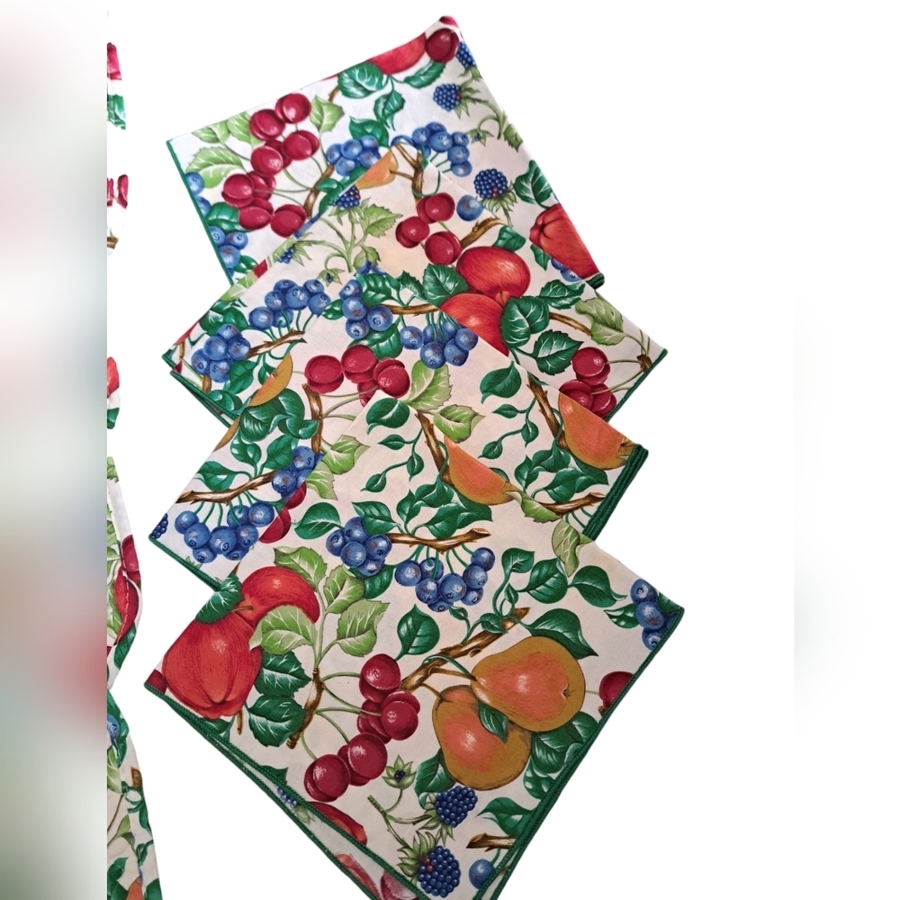 VTG KAY DEE RHAPSODY quilted fruit orchard placements napkins farmhouse USA - Picture 4 of 9